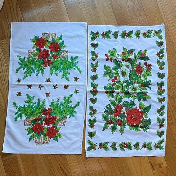 Vintage Other - Unique Christmas tea towels. Christmas kitchen decor.  Vintage holiday linens